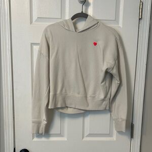 a new day Women's Cream Hoodie with Red Heart